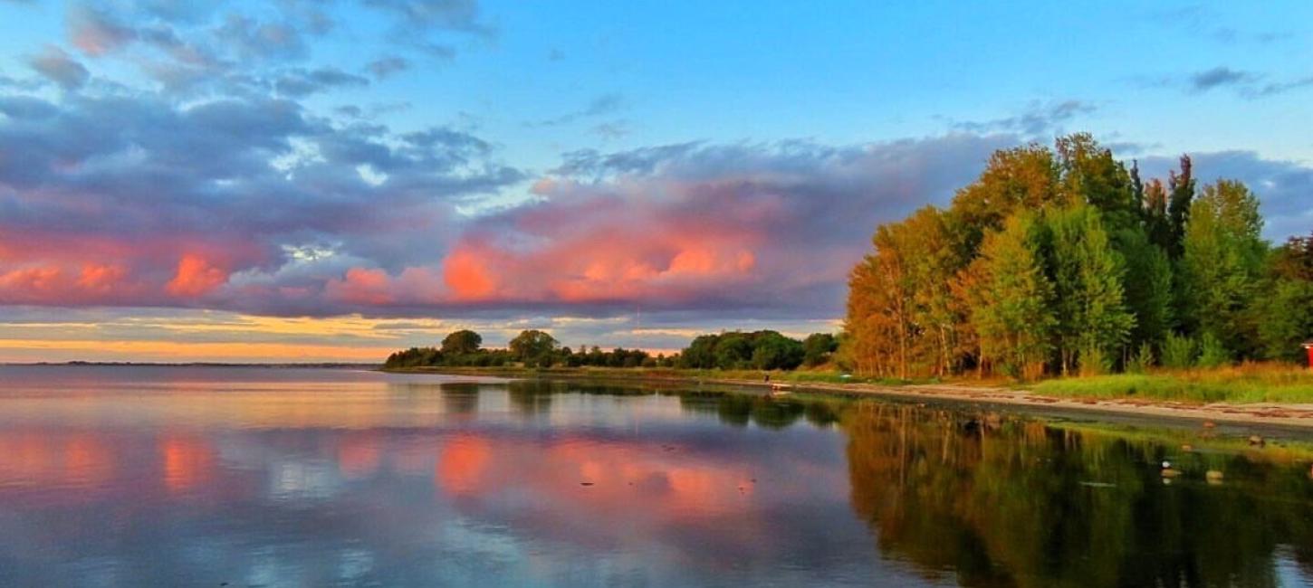 Roskilde Fjord lyserød himmel